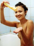 Little asian beauty soaps her perfect body in the shower