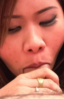Stunning and hot brunette Asian babe Eve gagging and cum swallowing