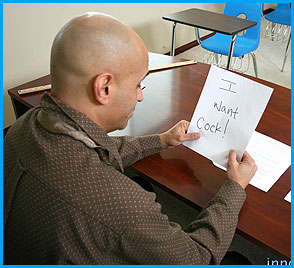 teacher reading a note sent to him.